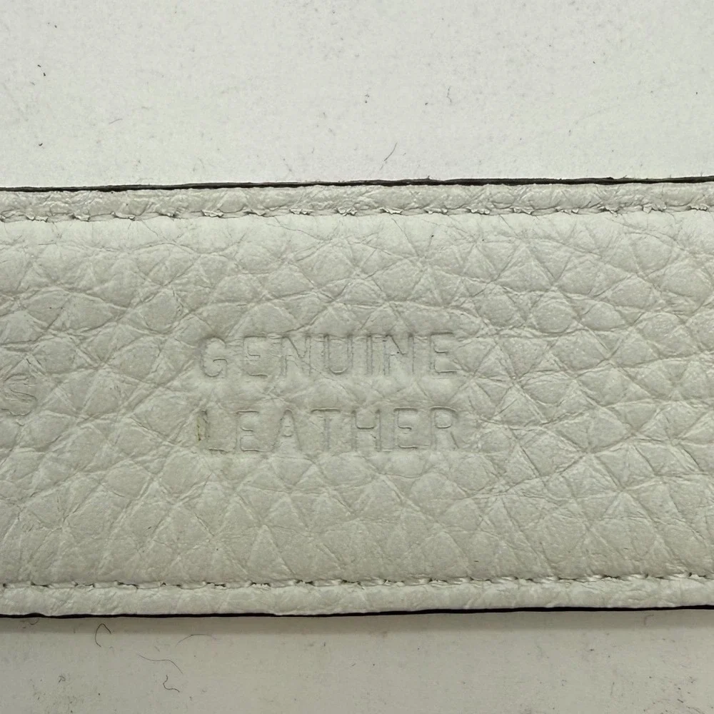 Talbots Womens XS White Leather Fabric Abstract Print Belt Silver Stud Closure
